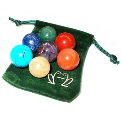 Set of 7 Chakra Balancing Crystal Balls with Keepers Pouch