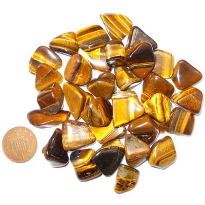 Small Golden Tiger Eye Crystal Tumblestones Genuine Gemstones 100g