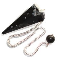 Snowflake Obsidian Dowsing Pendulum Crystal Point