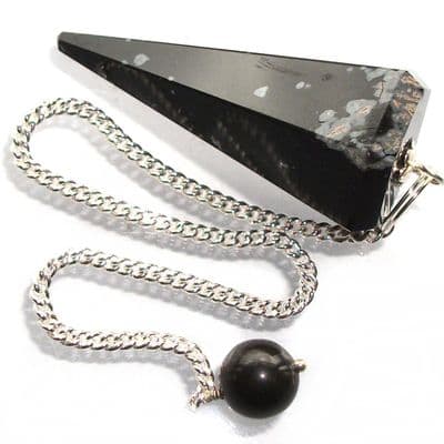 Snowflake Obsidian Dowsing Pendulum Crystal Point