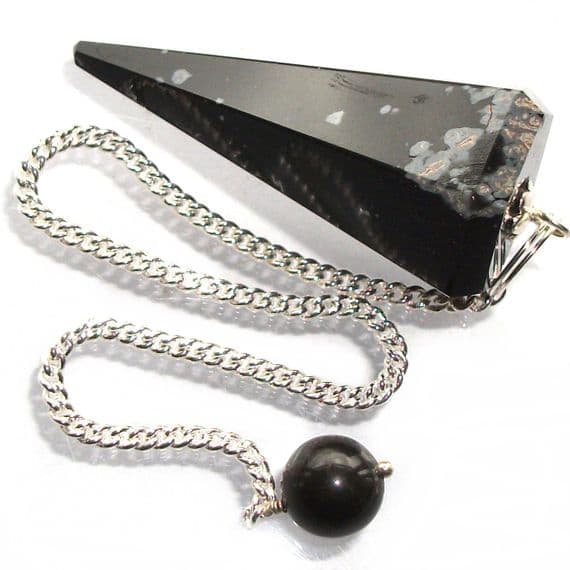 Snowflake Obsidian Dowsing Pendulum Crystal Point