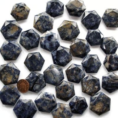 Sodalite Crystal Flat Star Faceted Hexagon Worry Stone