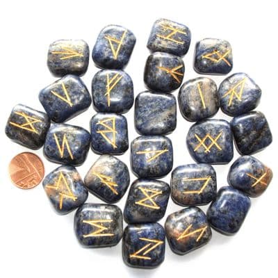 Sodalite Rune Stones with Pouch