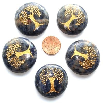 Sodalite Tree of Life Crystal Flat Palm Stone