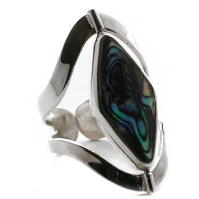 Solid Sterling Silver 2 in 1 Pāua & MOP Adjustable Finger Ring (R020)
