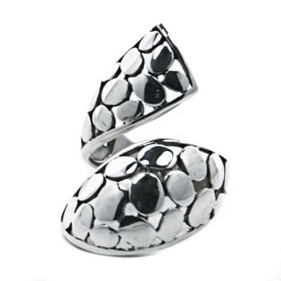 Solid Sterling Silver Adjustable Mosaic Wrap Ring (R011)