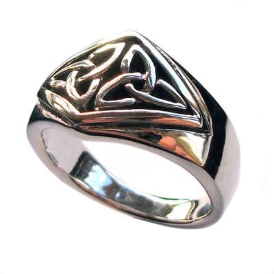 Sterling Silver Celtic Knot Twin Triquetra Pagan Finger Ring (R009)