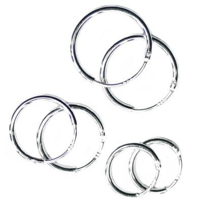 Sterling Silver Hoop Sleeper Earrings Set of 3 Pairs (14mm, 16mm, 18mm)