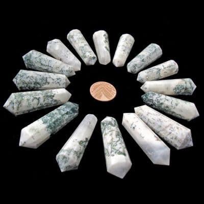 Tree Agate 12 Faceted DT Crystal Vogel Wand 40-59mm
