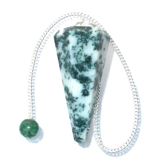 Tree Agate Crystal Pendulum Point