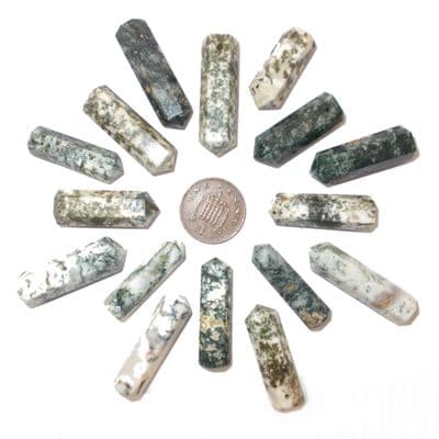 Tree Agate Side Drilled Hexagonal Wand ST Point