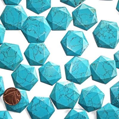 Turquenite Crystal Flat Star Faceted Hexagon Worry Stone