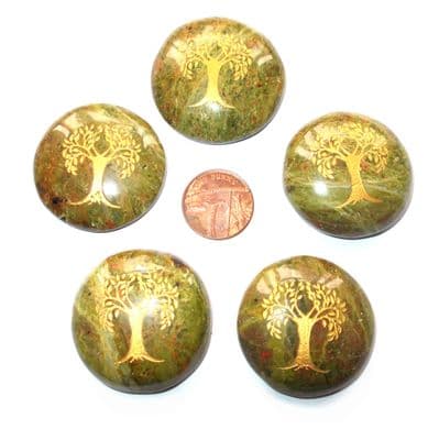 Unakite Tree of Life Crystal Flat Palm  Stone