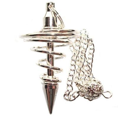 Vortex Coil Metal Dowsing Pendulum Silver Plated (P020)
