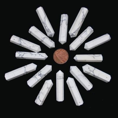 White Howlite Side Drilled Hexagonal Wand ST Point