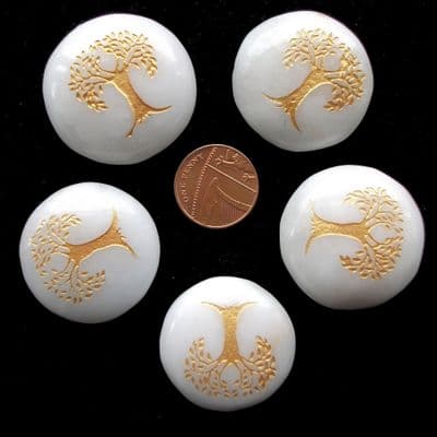 White Onyx Tree of Life Crystal Flat Palm  Stone