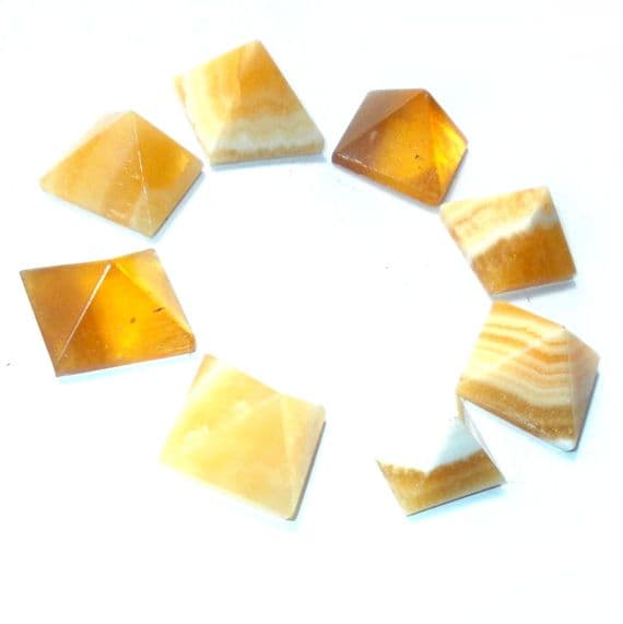 Yellow Calcite Gemstone Crystal Pyramid