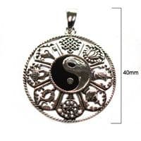 Yin Yang Ashtamangala Silver Pendant (P052)