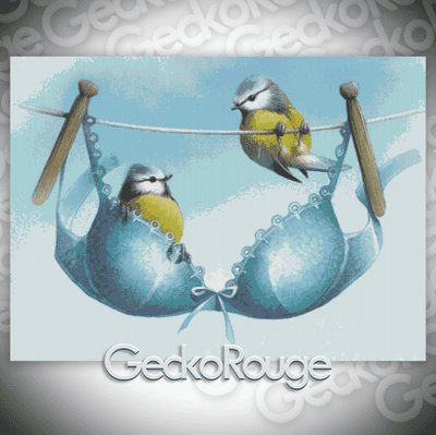 A Pair of Blue Tits by David Finney Modern Cross Stitch Art Kit
