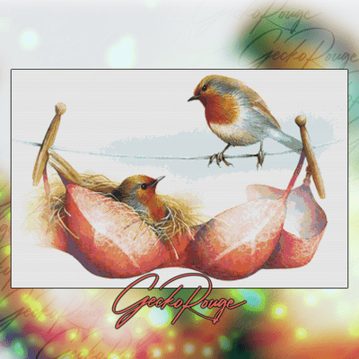 A Pair of Red Breasts by David Finney Modern Cross Stitch Art Kit