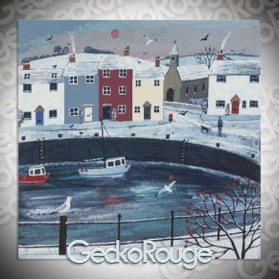 A Walk Round Winter Harbour  by Jo Grundy Modern Cross Stitch Art Kit