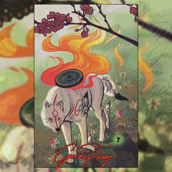 Amaterasu by Dailen Ogden Illustration Modern Cross Stitch Art Kit