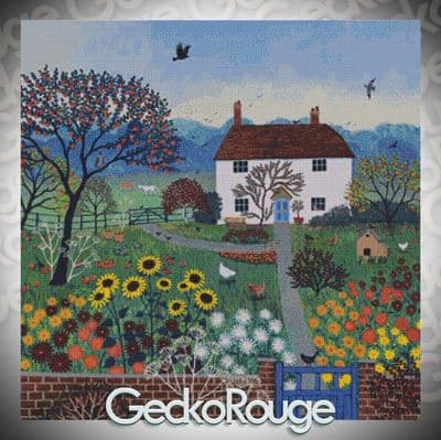 Apple Tree Cottage by Jo Grundy Modern Cross Stitch Art Kit