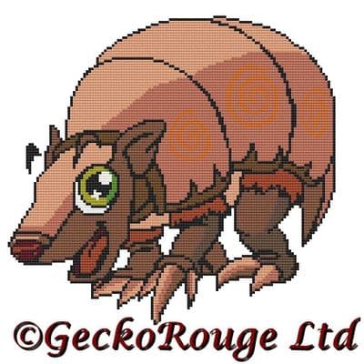 Armadillo, Digger by Swirlies World Modern Cross Stitch  Art Kit