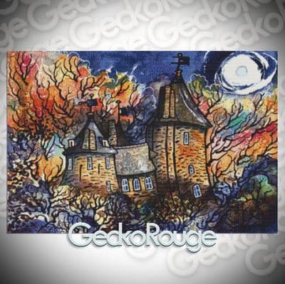 Autumn Moon, Castell Coch  by Dorian Spencer Davies Art Modern  Cross Stitch Art Kit