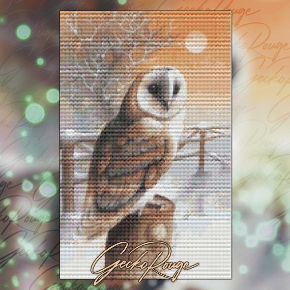 Barn Owl by David Finney Modern Cross Stitch Art Kit