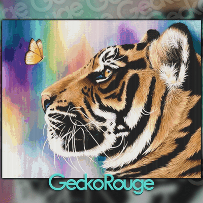 Be Present (Tiger and Butterfly) by Sophie Kilpatrick Modern Cross Stitch Art Kit