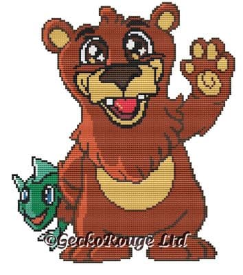 Bear, Gryff by Swirlies  World Modern Cross Stitch Art Kit