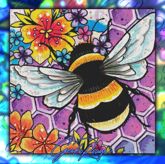Bee by Lorna Laine - GeckoRouge Modern Cross Stitch Kit