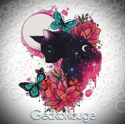 Black Cat & Butterflies by Lorna Laine Modern Cross Stitch Art Kit