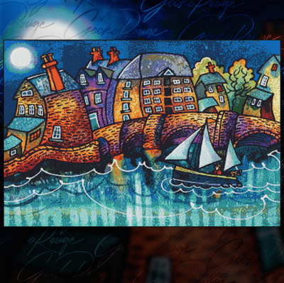 Blue Moon & Cardigan Bridge by Dorian Spencer Davies (2026) Modern Cross Stitch Art Kit