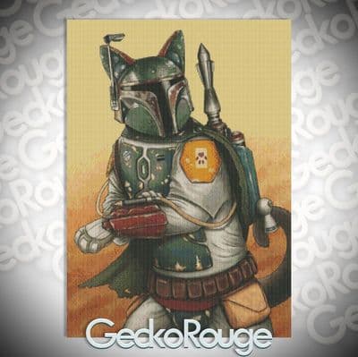 Boba Cat by J Parks Mosern Cross Stitch Art Kit