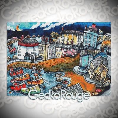 Bobbing Boat Harbour, Tenby  by Dorian Spencer Davies Art Modern Cross Stitch Art Kit