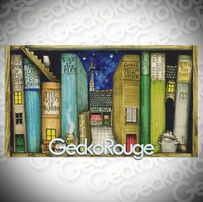 Bookshelf (Food) by Colin Thompson Modern Cross Stitch Art Kit