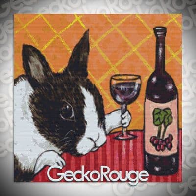 Bunny Rabbit at a Wine Bar by Jay Schmetz Modern Cross Stitch Art Kit