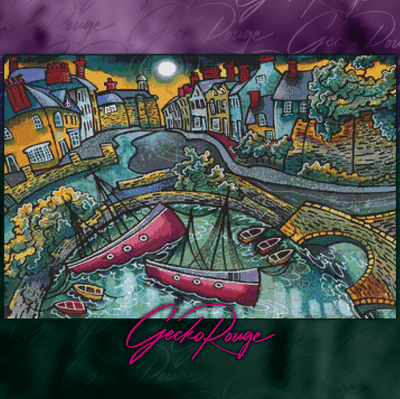 Cardigan Bridge Moon by Dorian Spencer Davies Art Modern Cross Stitch Art Kit