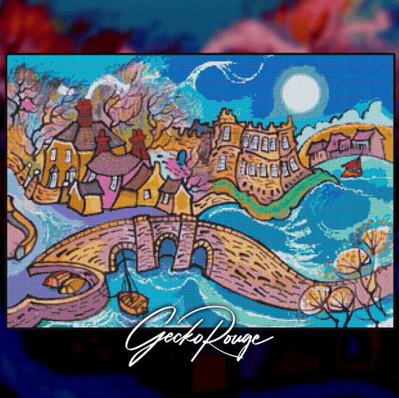 Carew Moon by Dorian Spencer Davies Art Modern Cross Stitch Art Kit