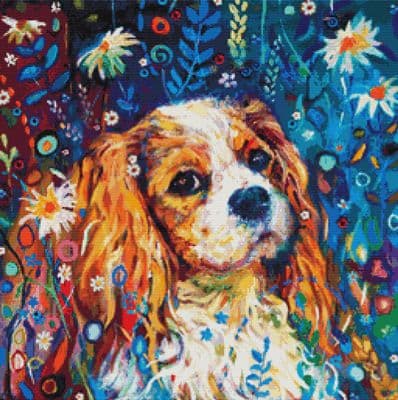 Cavalier Spaniel by Sue Gardner Modern  Cross Stitch Art Kit