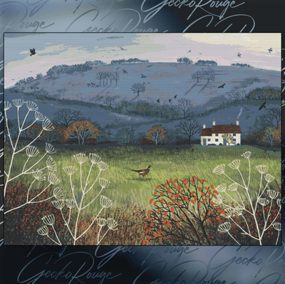 Cottage by Misty Hill by Jo Grundy Modern Cross Stitch Art Kit