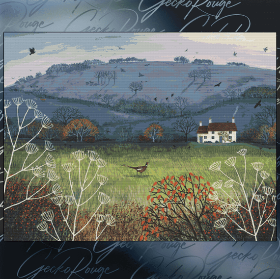 Cottage by Misty Hill by Jo Grundy Modern Cross Stitch Art Kit