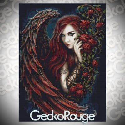 Daemon in Rosa by SheBlackDragon Modern Cross Stitch Art Kit