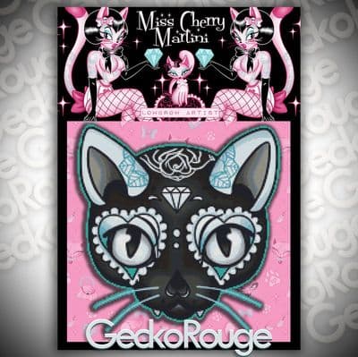 Day of the Dead Kitty Blue by Miss Cherry Martini Modern Cross Stitch Art Kit