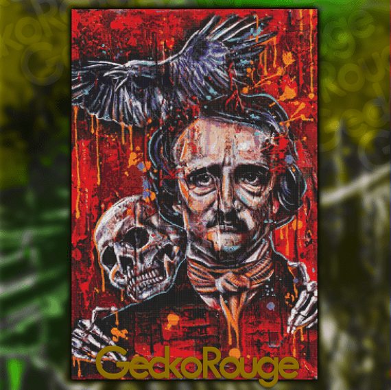 Edgar Allen Poe by Sara Bowersock Modern Cross Stitch Art Kit