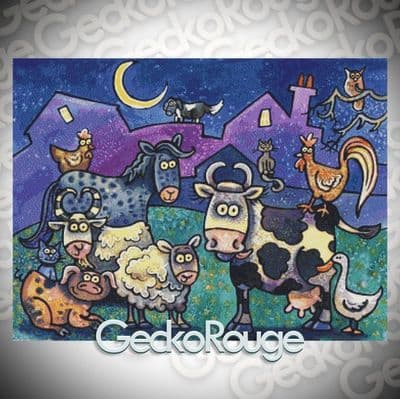 Farm Yard Family by Dorian Spencer Davies Art Modern Cross Stitch Art Kit