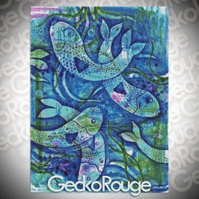 Fish Blue by Pamela Varacek Modern Cross Stitch Art Kit