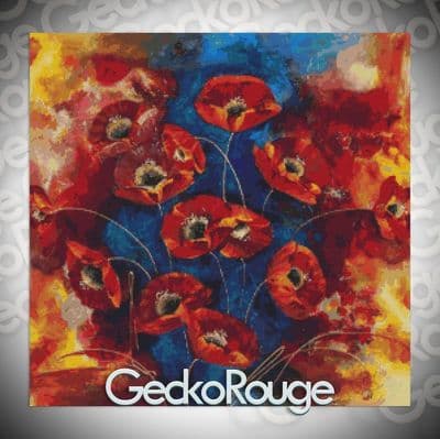 Floating Red Poppies by Rozanne Bell Modern Cross Stitch Art Kit